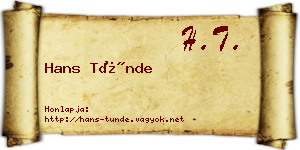 Hans Tünde névjegykártya